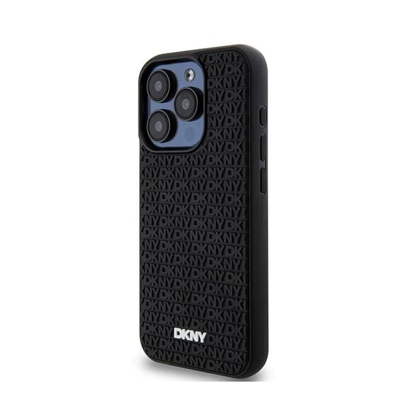 DKNY 3D Rubber Repeat Pattern - Case for iPhone 15 Pro (Black) - 2