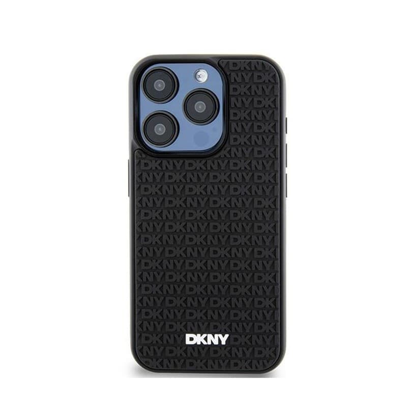 DKNY 3D Rubber Repeat Pattern - Case for iPhone 15 Pro (Black) - 3