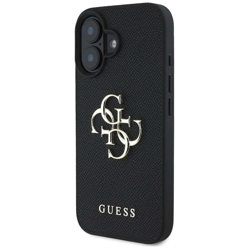 Guess Grained Big 4G Logo Small Classic Logo - Case for iPhone 16 (black) - 2