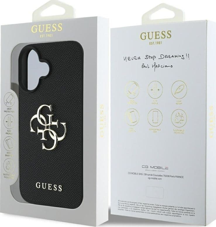 Guess Grained Big 4G Logo Small Classic Logo - Case for iPhone 16 (black) - 8
