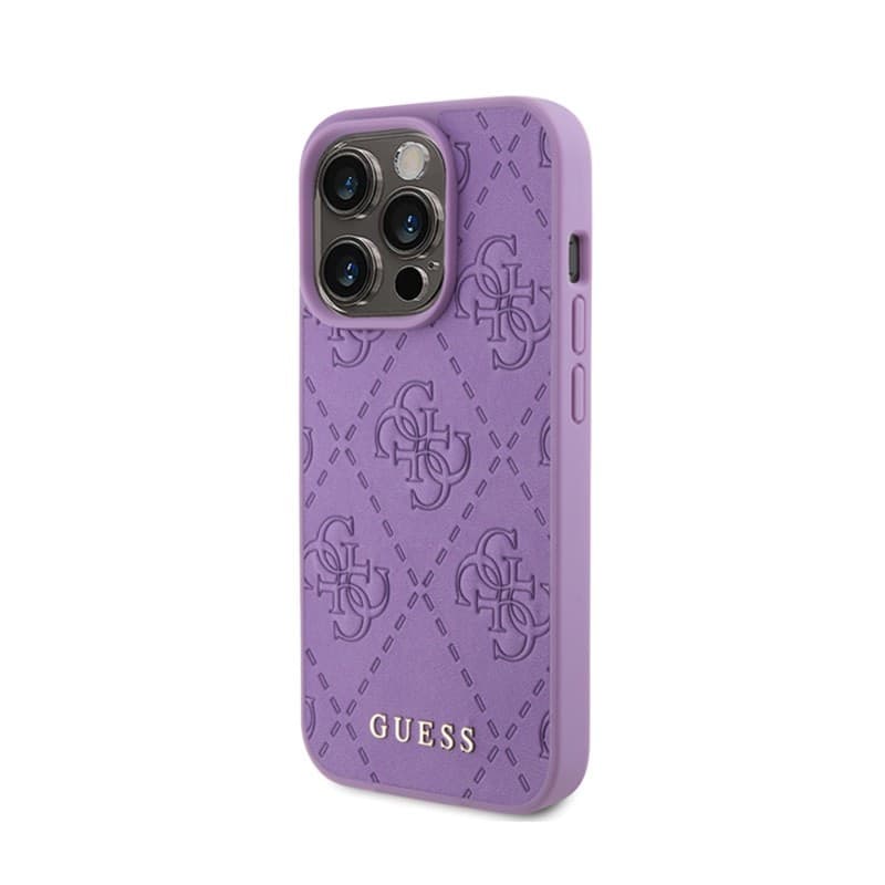 Guess Leather 4G Stamped - Case for iPhone 15 Pro (Purple) - 2
