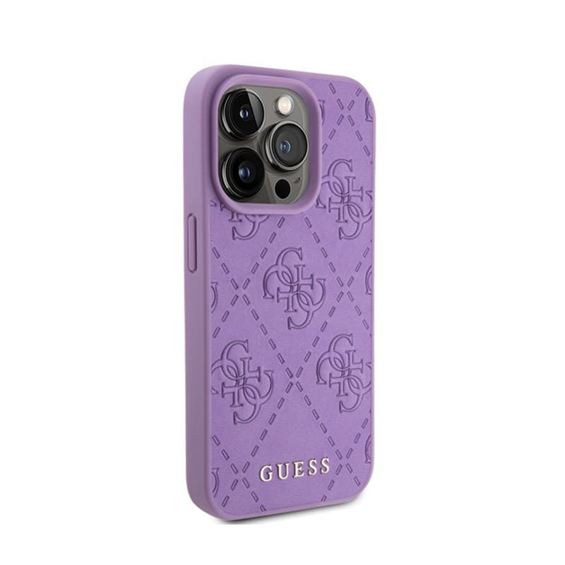 Guess Leather 4G Stamped - Case for iPhone 15 Pro (Purple) - 4