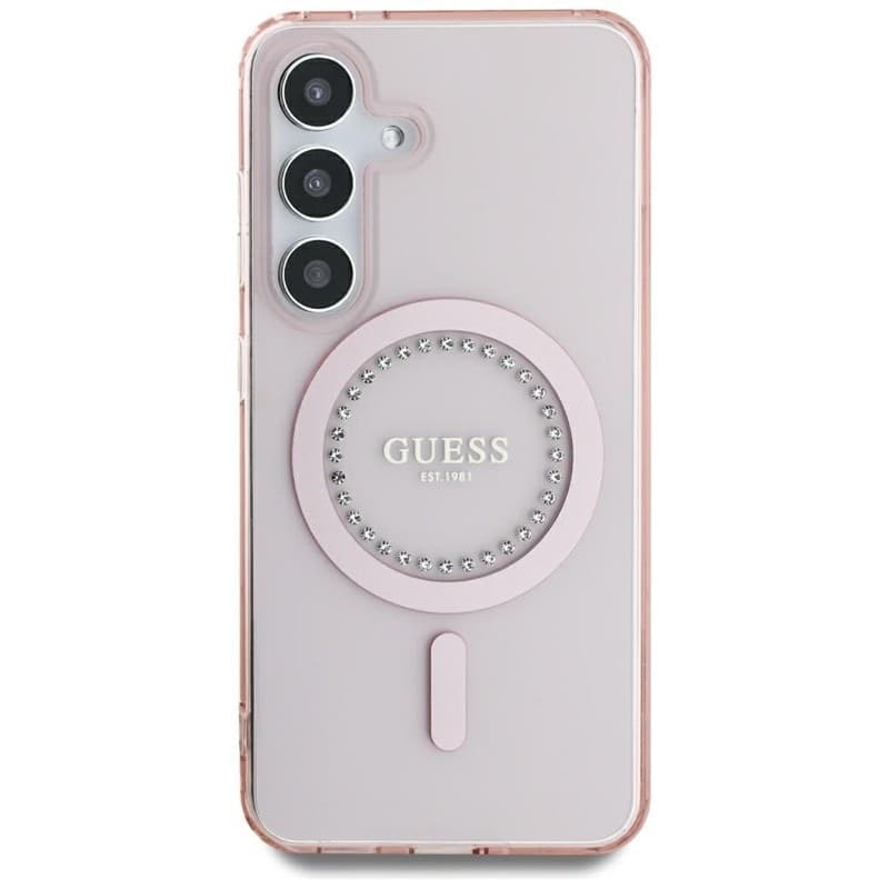 Guess Rhinestones Printed Classic Logo MagSafe - Case for Samsung Galaxy S25 (pink) - 3