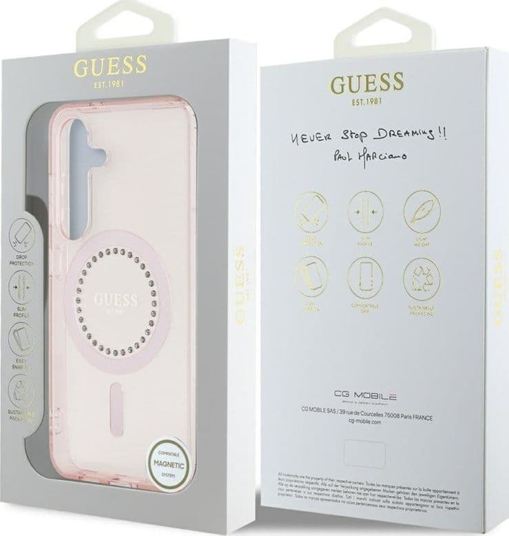 Guess Rhinestones Printed Classic Logo MagSafe - Case for Samsung Galaxy S25 (pink) - 8