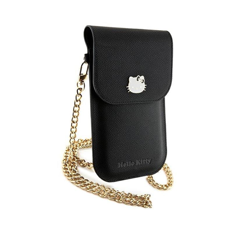 Hello Kitty Leather Metal Logo Chain - Phone crossbody bag (black) - 5