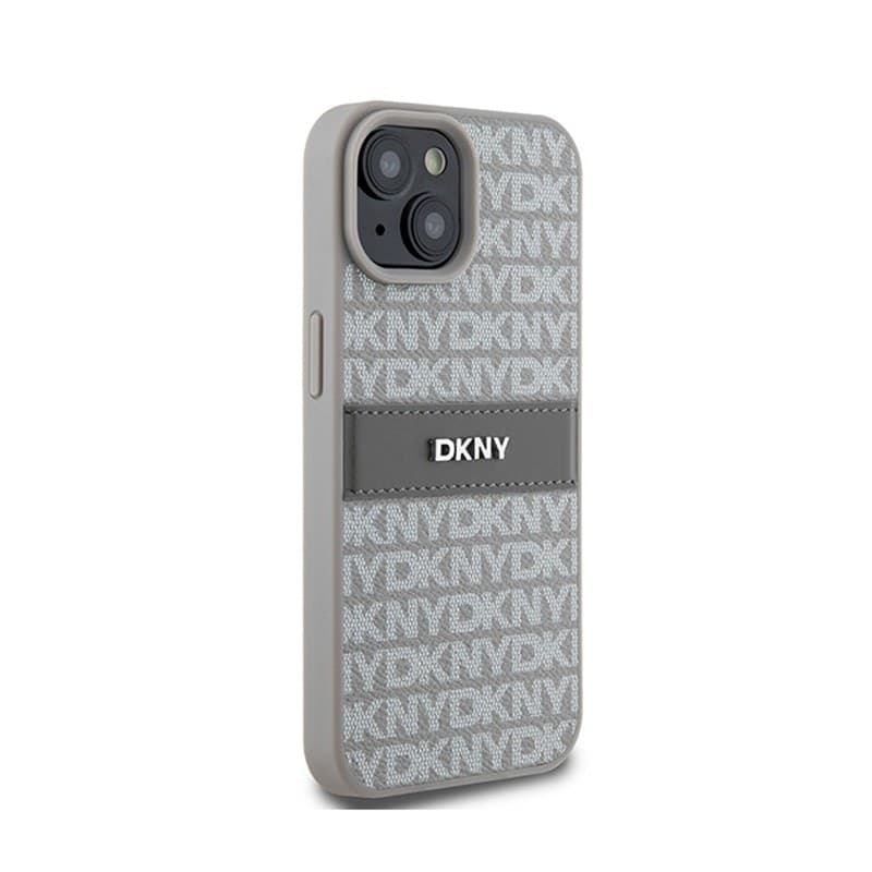 DKNY Leather Mono Stripe & Metal Logo - iPhone 15 Plus / 14 Plus Case (beige) - 4