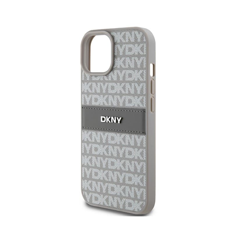 DKNY Leather Mono Stripe & Metal Logo - iPhone 15 Plus / 14 Plus Case (beige) - 6