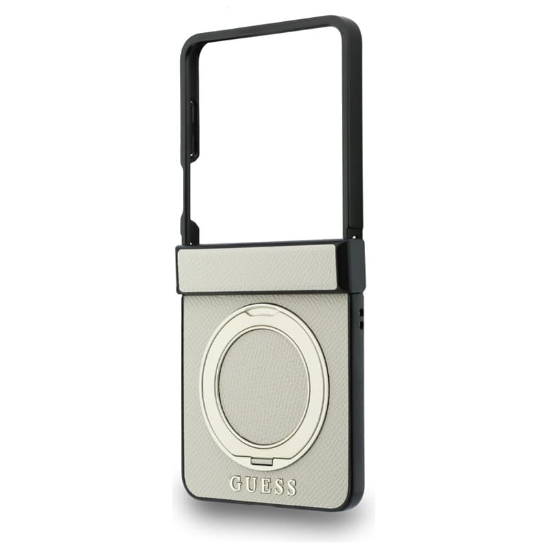 Guess Magnetic Ring Stand Graned Classic Logo MagSafe - Custodia per Samsung Galaxy Z Flip 8 (beige) - 5
