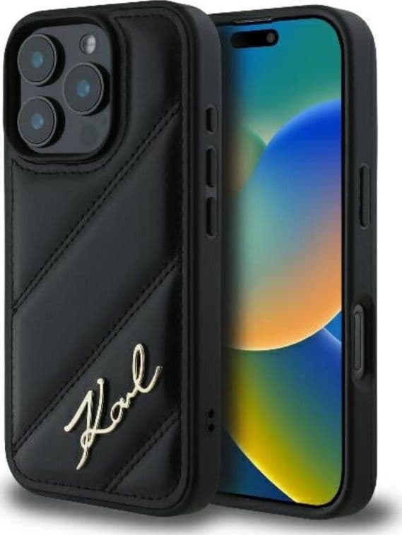 Karl Lagerfeld Quilted Signature - Case for iPhone 16 Pro (black)