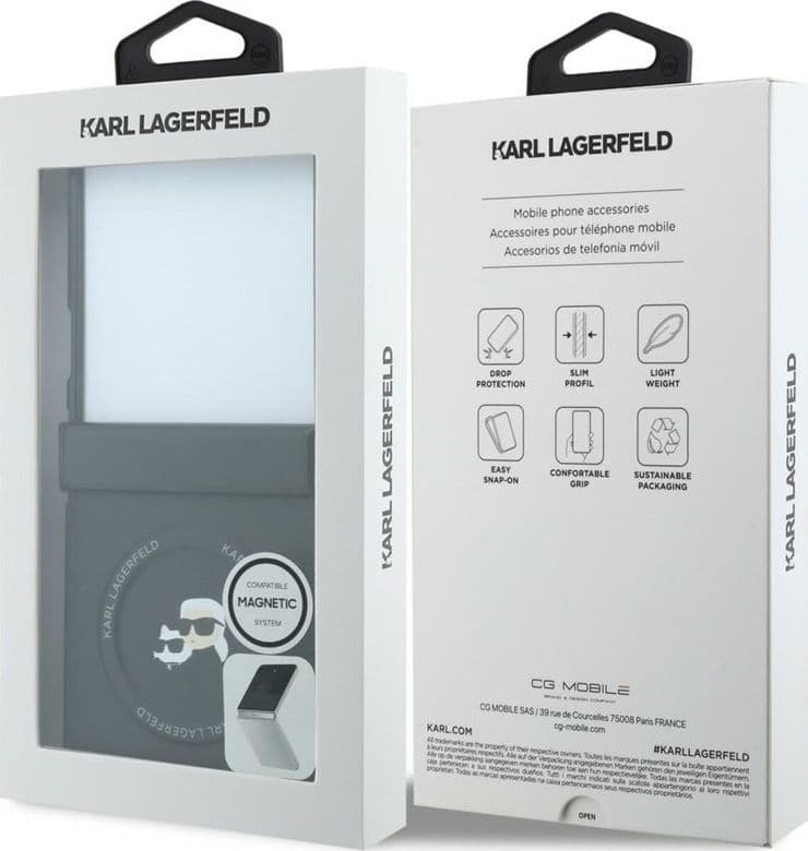 Custodia MagSafe per Samsung Galaxy Z Flip 8 con spille Karl Lagerfeld Karl & Choupette (nera) - 8