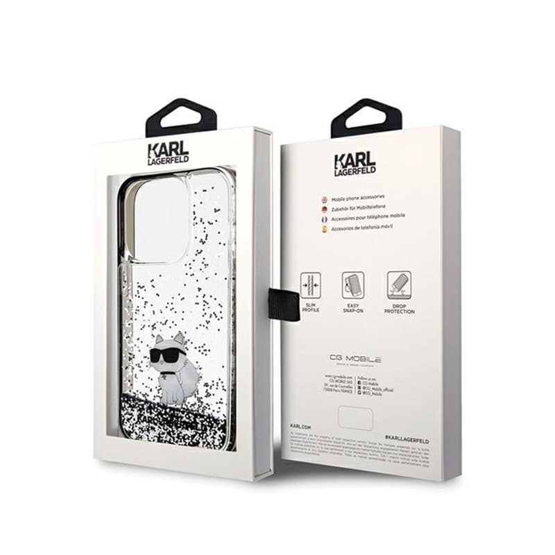 Karl Lagerfeld Liquid Glitter Choupette - Case for iPhone 14 Pro (Transparent) - 8