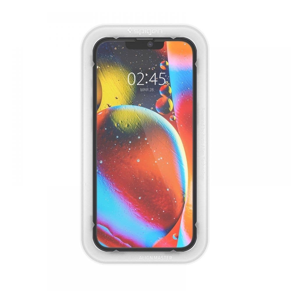 Spigen Alm Glass FC - Vetro temperato per iPhone 17e / 16e / 14 / 13 / 13 Pro (cornice nera) - 3