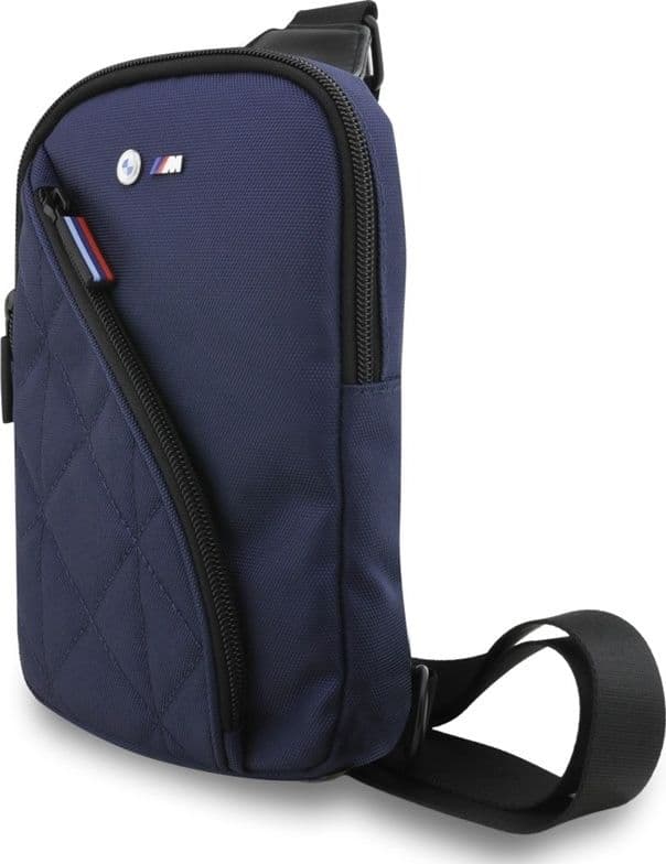Borsa a tracolla per telefono con tasca in nylon e logo in metallo BMW (blu navy) - 2