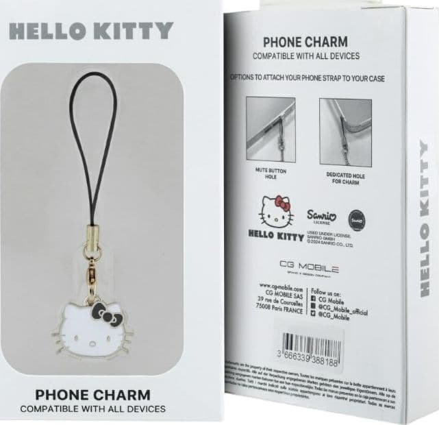 Hello Kitty Phone Strap Charm Kitty Head - Phone Pendant (black) - 3