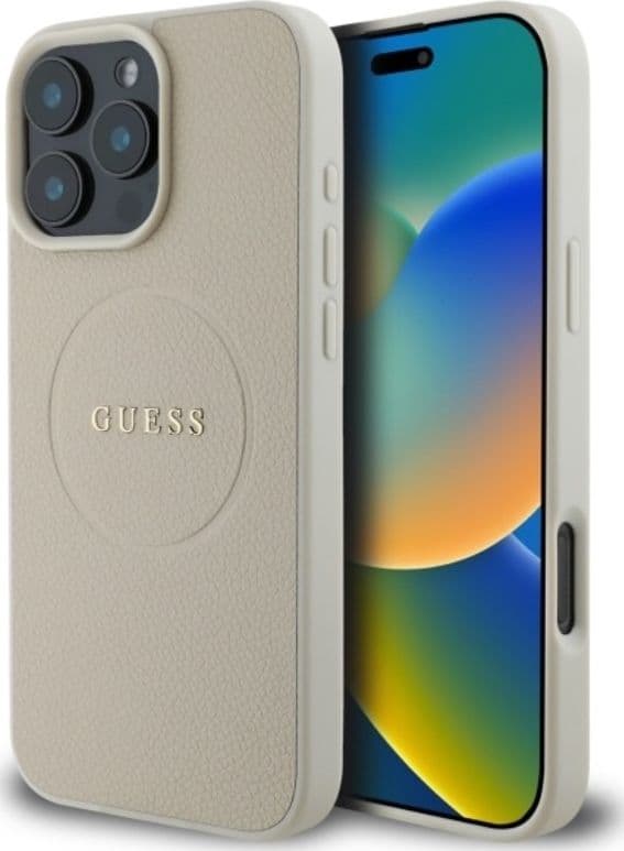 Guess Grained Ring MagSafe - Case for iPhone 16 Pro Max (beige)