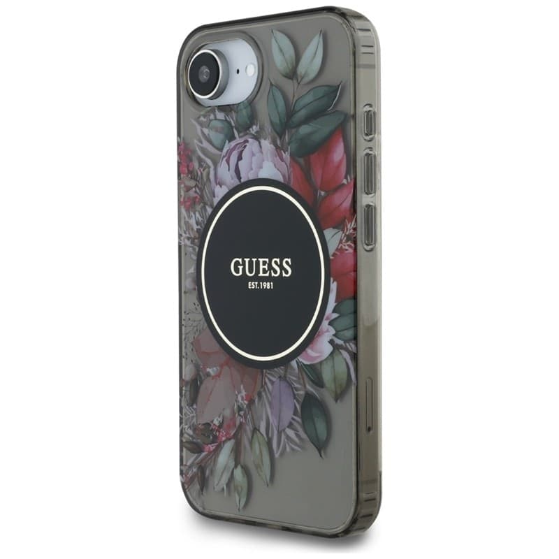 Guess IML Flowers MagSafe - Case for iPhone 16e (black) - 2