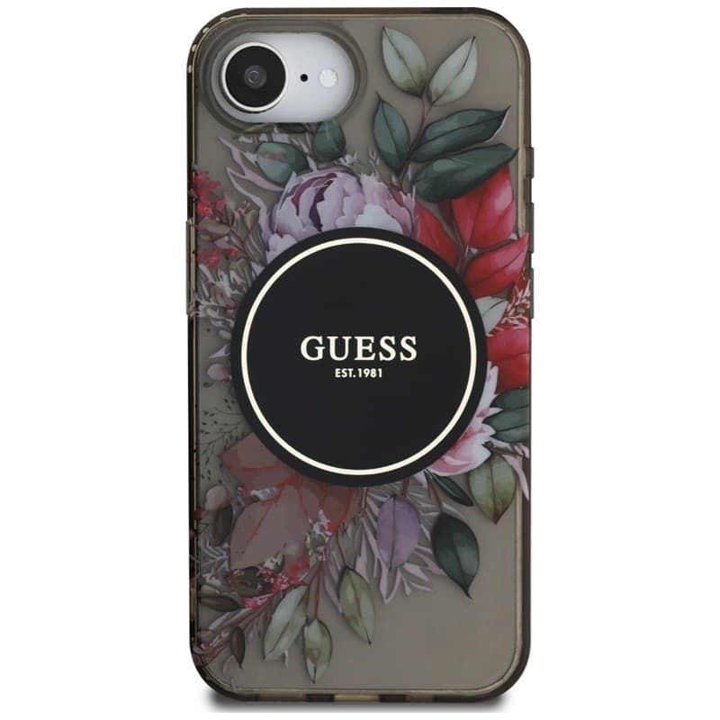 Guess IML Flowers MagSafe - Case for iPhone 16e (black) - 3