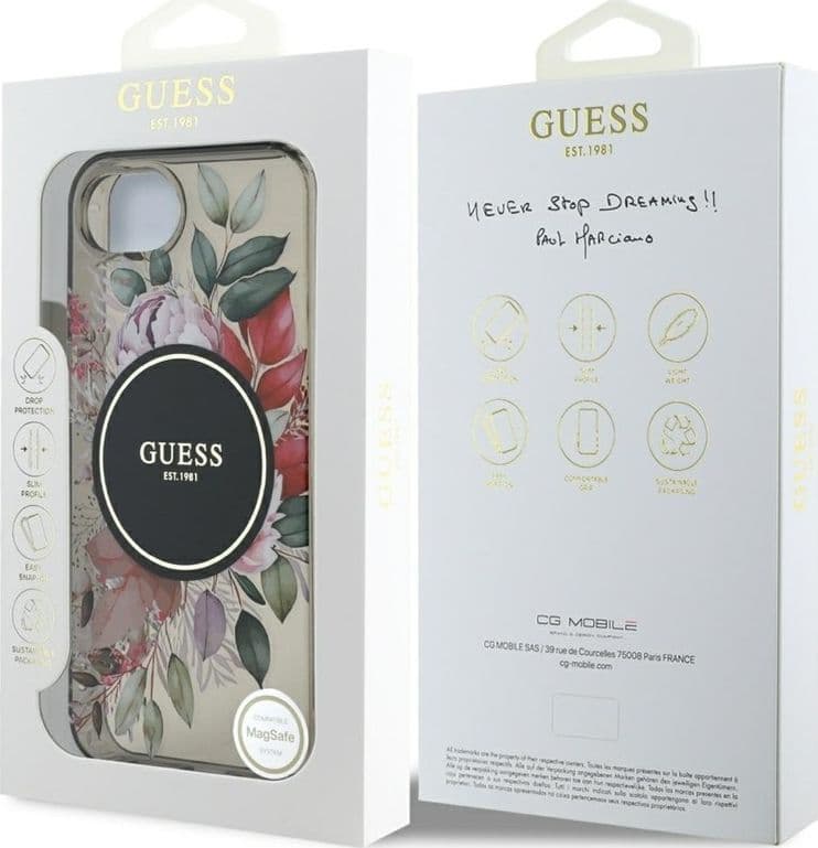 Guess IML Flowers MagSafe - Case for iPhone 16e (black) - 8
