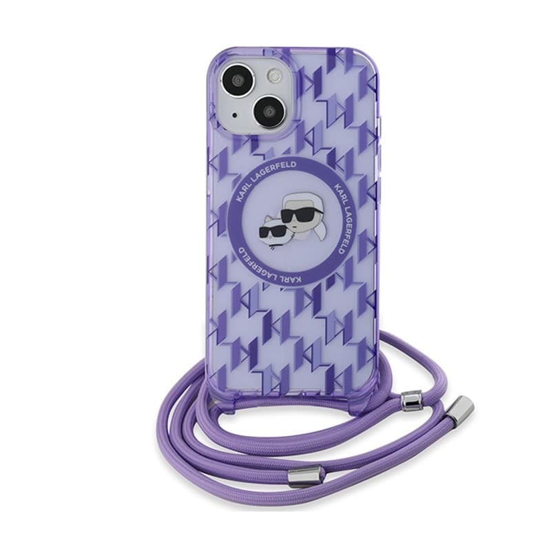 Karl Lagerfeld IML Crossbody Monogram Karl & Choupette Head MagSafe - Case for iPhone 15 / 14 / 13 (Purple) - 2