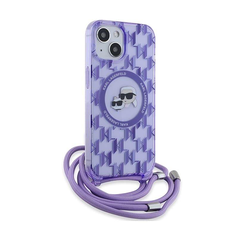 Karl Lagerfeld IML Crossbody Monogram Karl & Choupette Head MagSafe - Case for iPhone 15 / 14 / 13 (Purple) - 3