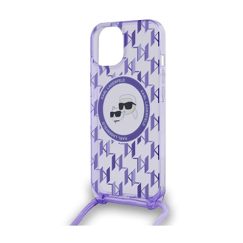 Karl Lagerfeld IML Crossbody Monogram Karl & Choupette Head MagSafe - Case for iPhone 15 / 14 / 13 (Purple) - 5