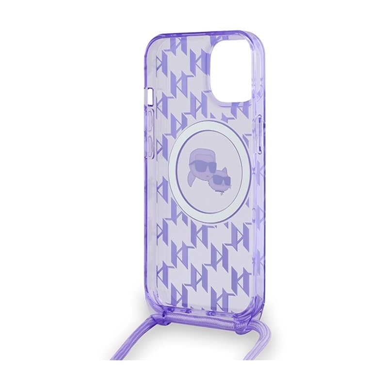 Karl Lagerfeld IML Crossbody Monogram Karl & Choupette Head MagSafe - Case for iPhone 15 / 14 / 13 (Purple) - 6