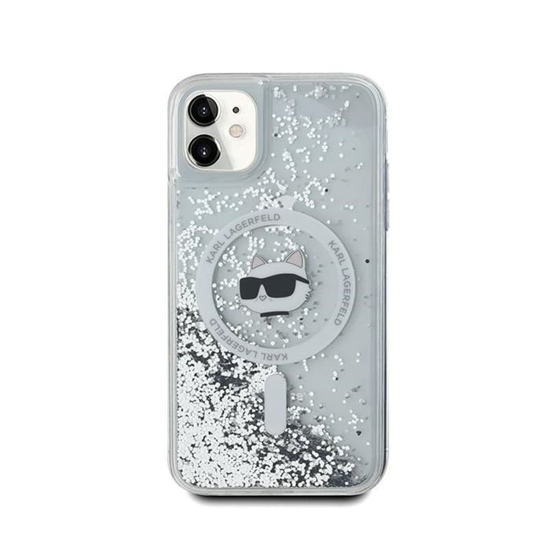 Karl Lagerfeld Liquid Glitter Choupette Head MagSafe - iPhone 11 Case (Transparent) - 3