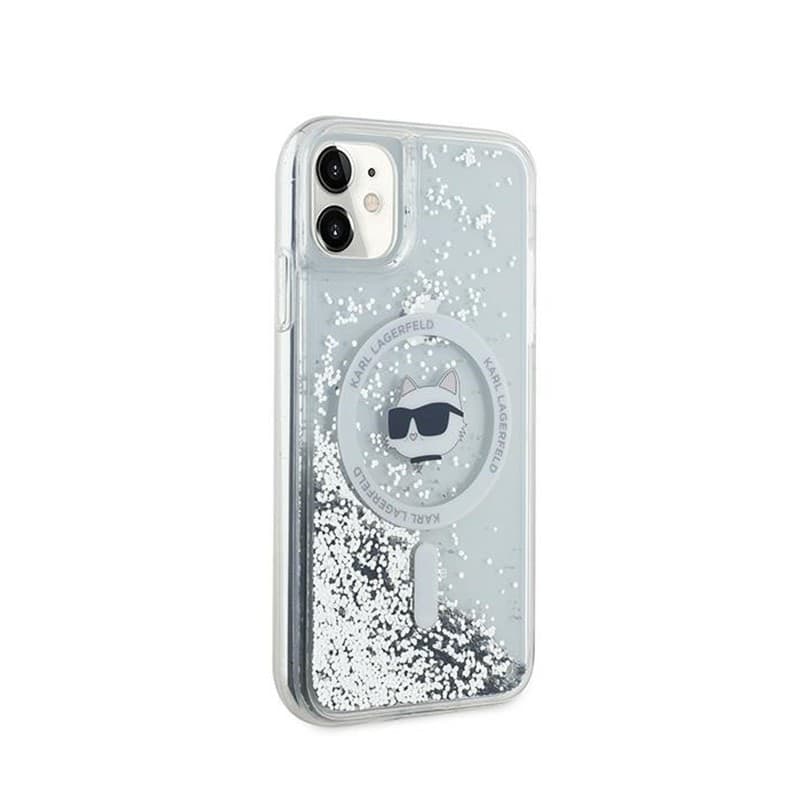 Karl Lagerfeld Liquid Glitter Choupette Head MagSafe - iPhone 11 Case (Transparent) - 4
