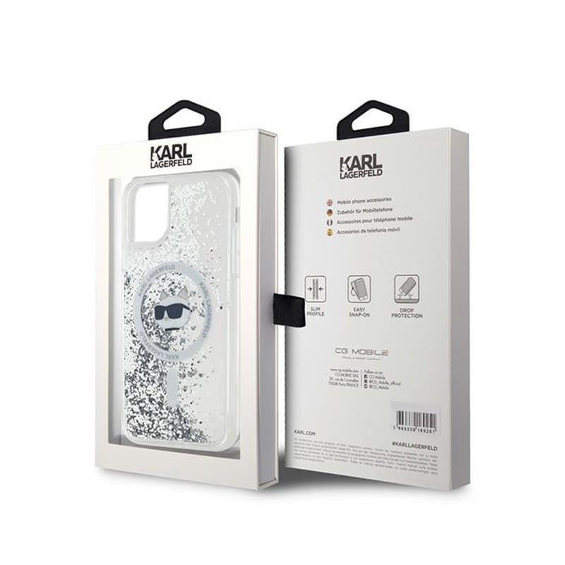 Karl Lagerfeld Liquid Glitter Choupette Head MagSafe - iPhone 11 Case (Transparent) - 8