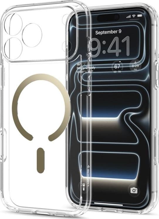 Spigen Ultra Hybrid Mag MagSafe - Case for iPhone 18 Pro Max / 17 Pro Max (Clear/Gold) - 3