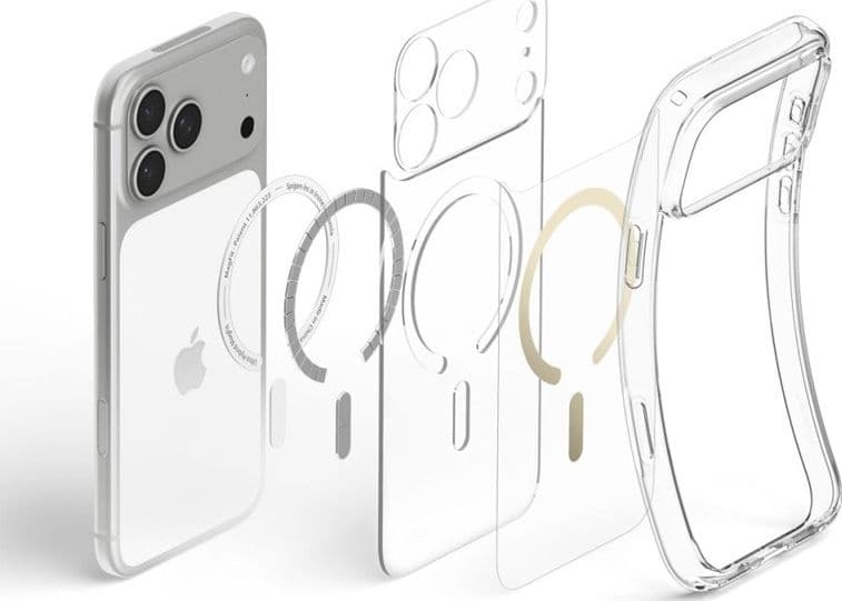 Spigen Ultra Hybrid Mag MagSafe - Case for iPhone 18 Pro Max / 17 Pro Max (Clear/Gold) - 6