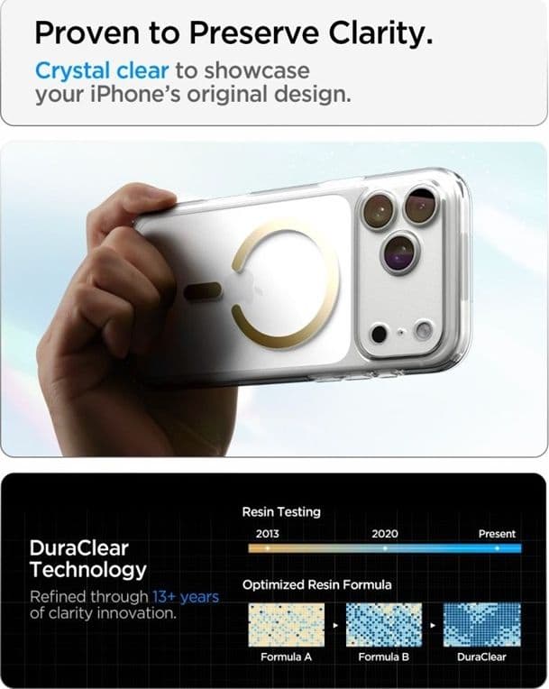 Spigen Ultra Hybrid Mag MagSafe - Case for iPhone 18 Pro Max / 17 Pro Max (Clear/Gold) - 7