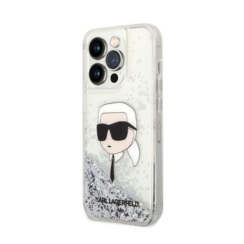 Karl Lagerfeld Liquid Glitter NFT Karl's Head - Case for iPhone 14 Pro (Silver) - 2