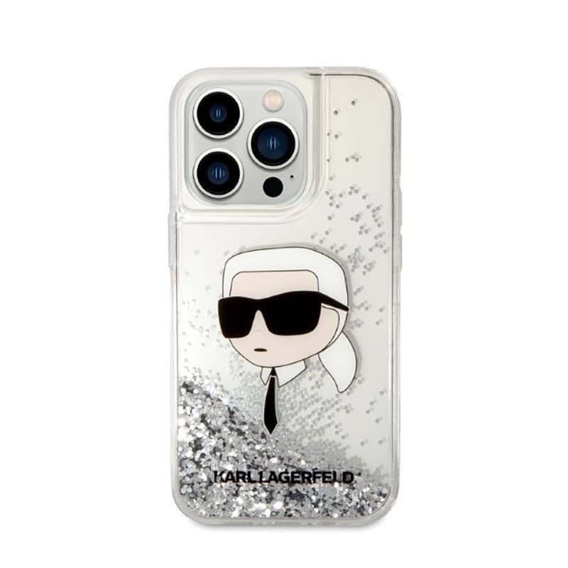 Karl Lagerfeld Liquid Glitter NFT Karl's Head - Case for iPhone 14 Pro (Silver) - 3