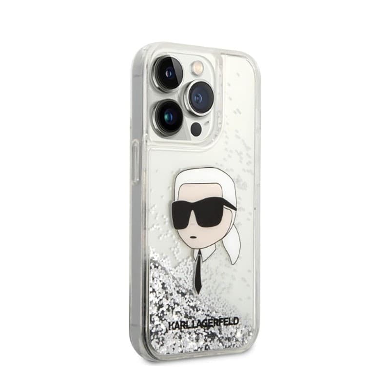 Karl Lagerfeld Liquid Glitter NFT Karl's Head - Case for iPhone 14 Pro (Silver) - 4