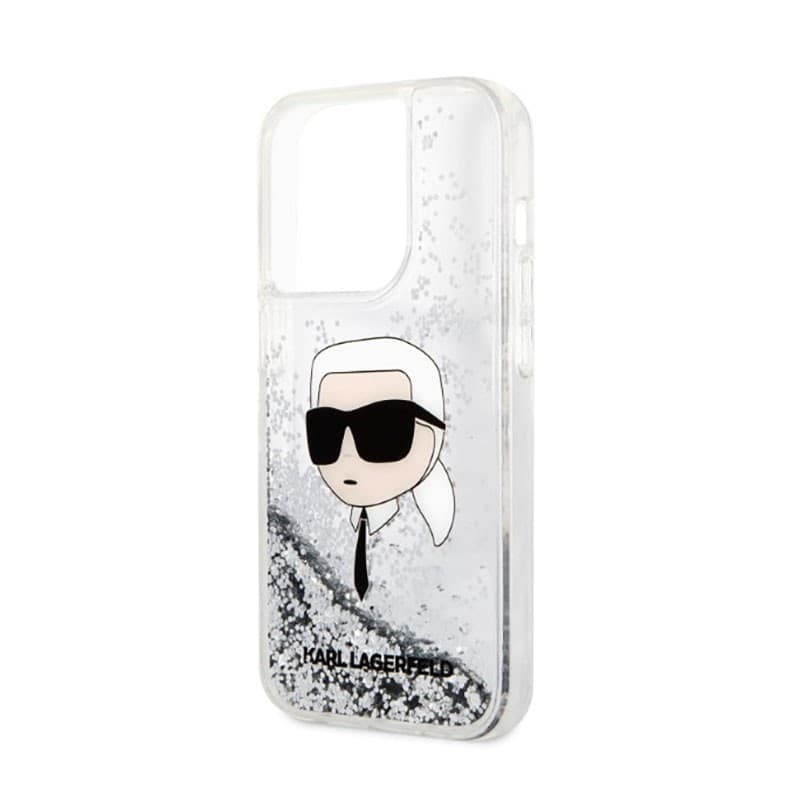 Karl Lagerfeld Liquid Glitter NFT Karl's Head - Case for iPhone 14 Pro (Silver) - 6