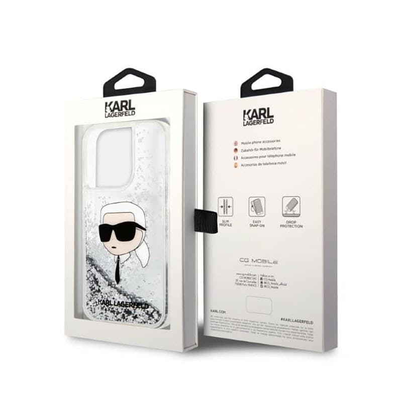 Karl Lagerfeld Liquid Glitter NFT Karl's Head - Case for iPhone 14 Pro (Silver) - 8