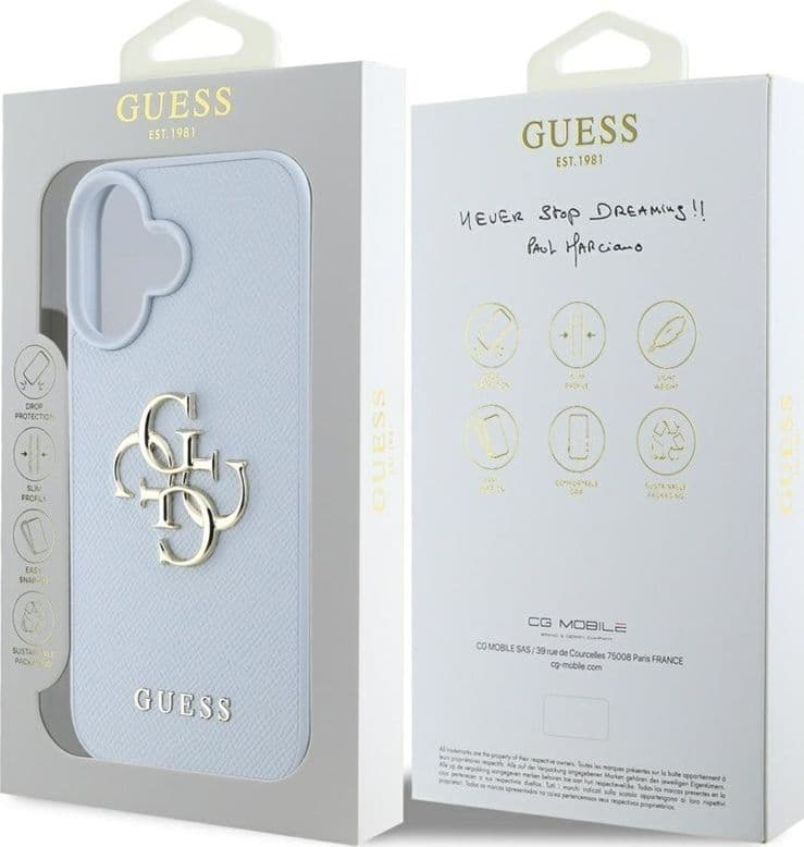 Guess Grained Big 4G Logo Small Classic Logo - Case for iPhone 16 (blue) - 8