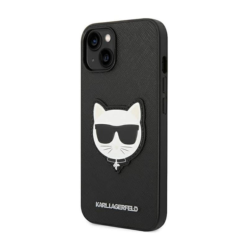 Karl Lagerfeld Saffiano Choupette Head Patch Case - Case for iPhone 14 Plus (Black) - 2