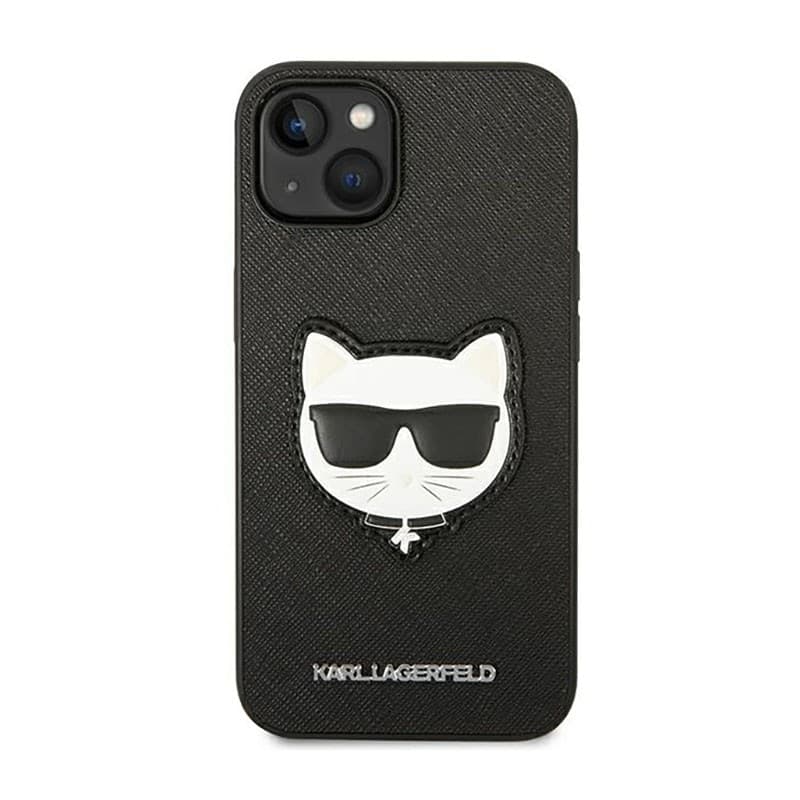 Karl Lagerfeld Saffiano Choupette Head Patch Case - Case for iPhone 14 Plus (Black) - 3