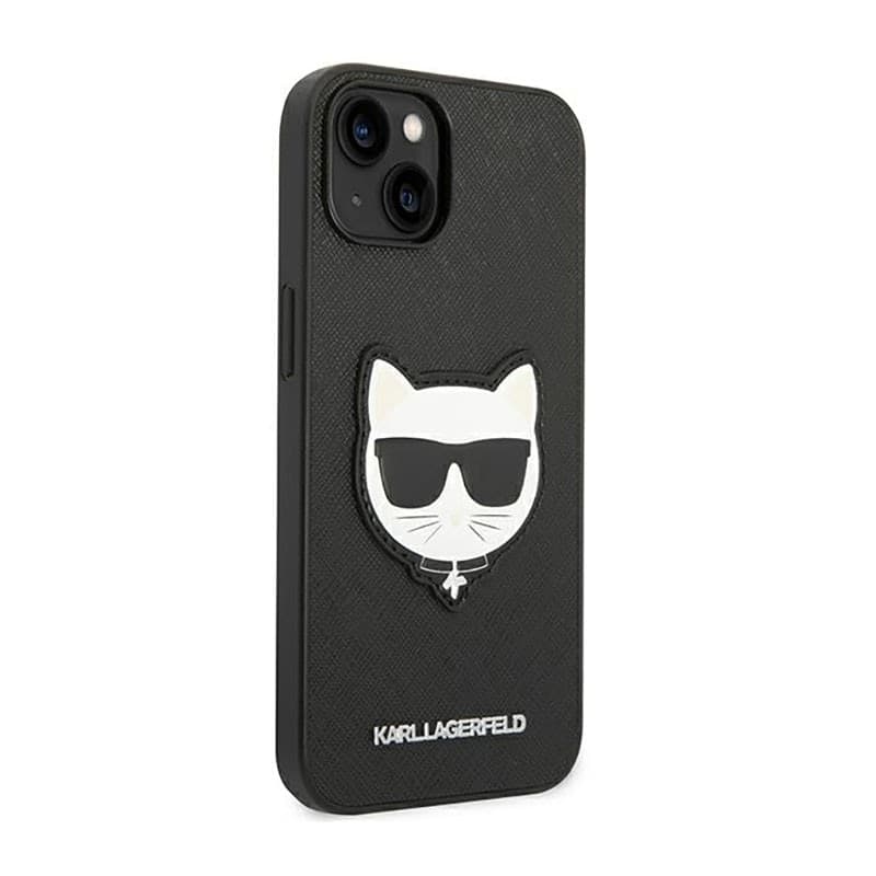 Karl Lagerfeld Saffiano Choupette Head Patch Case - Case for iPhone 14 Plus (Black) - 4