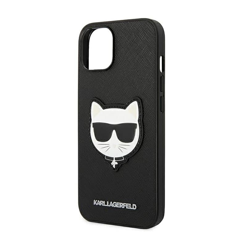 Karl Lagerfeld Saffiano Choupette Head Patch Case - Case for iPhone 14 Plus (Black) - 6