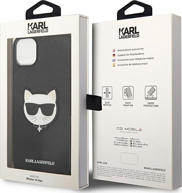 Karl Lagerfeld Saffiano Choupette Head Patch Case - Case for iPhone 14 Plus (Black) - 8