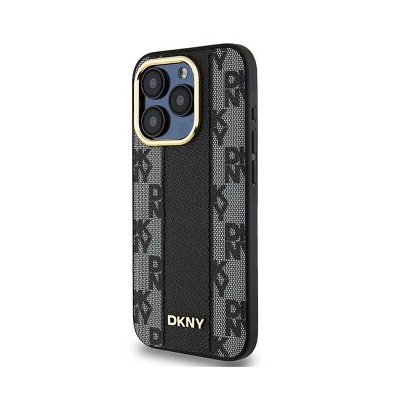 DKNY Leather Checkered Mono Pattern MagSafe - Case for iPhone 15 Pro (Black) - 2