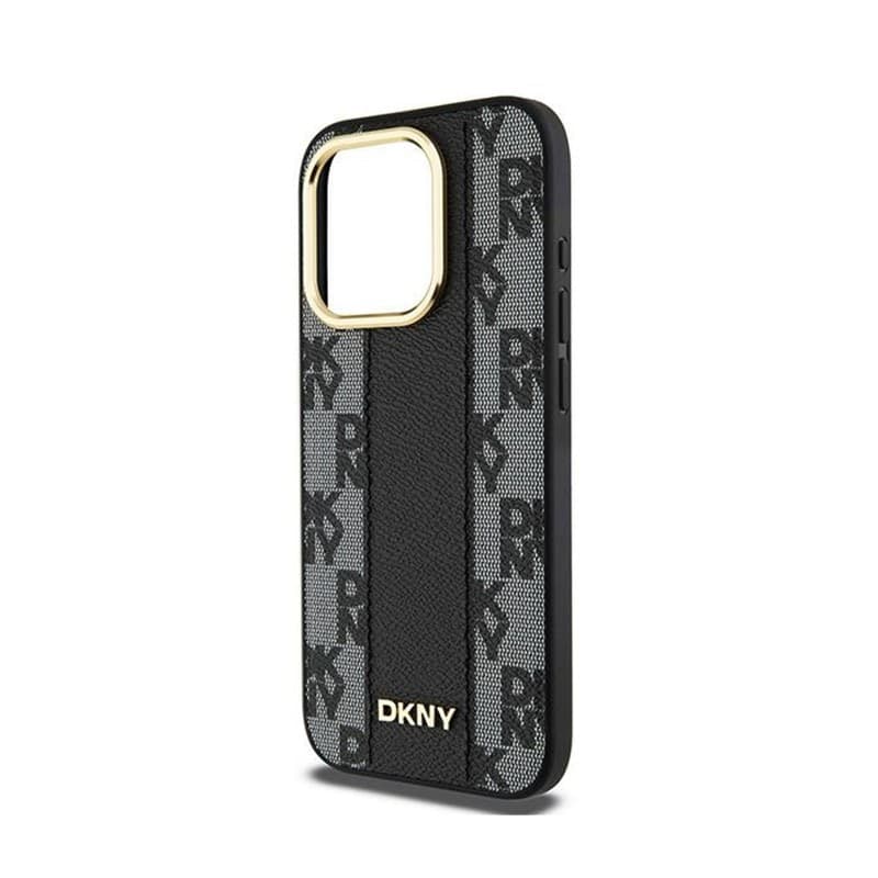 DKNY Leather Checkered Mono Pattern MagSafe - Case for iPhone 15 Pro (Black) - 6