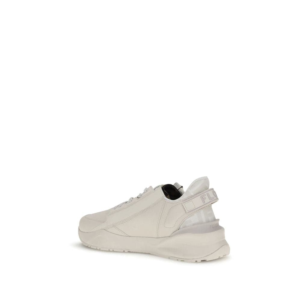 Fendi White Calf Leather Bos Taurus Athletic Sneakers - 3