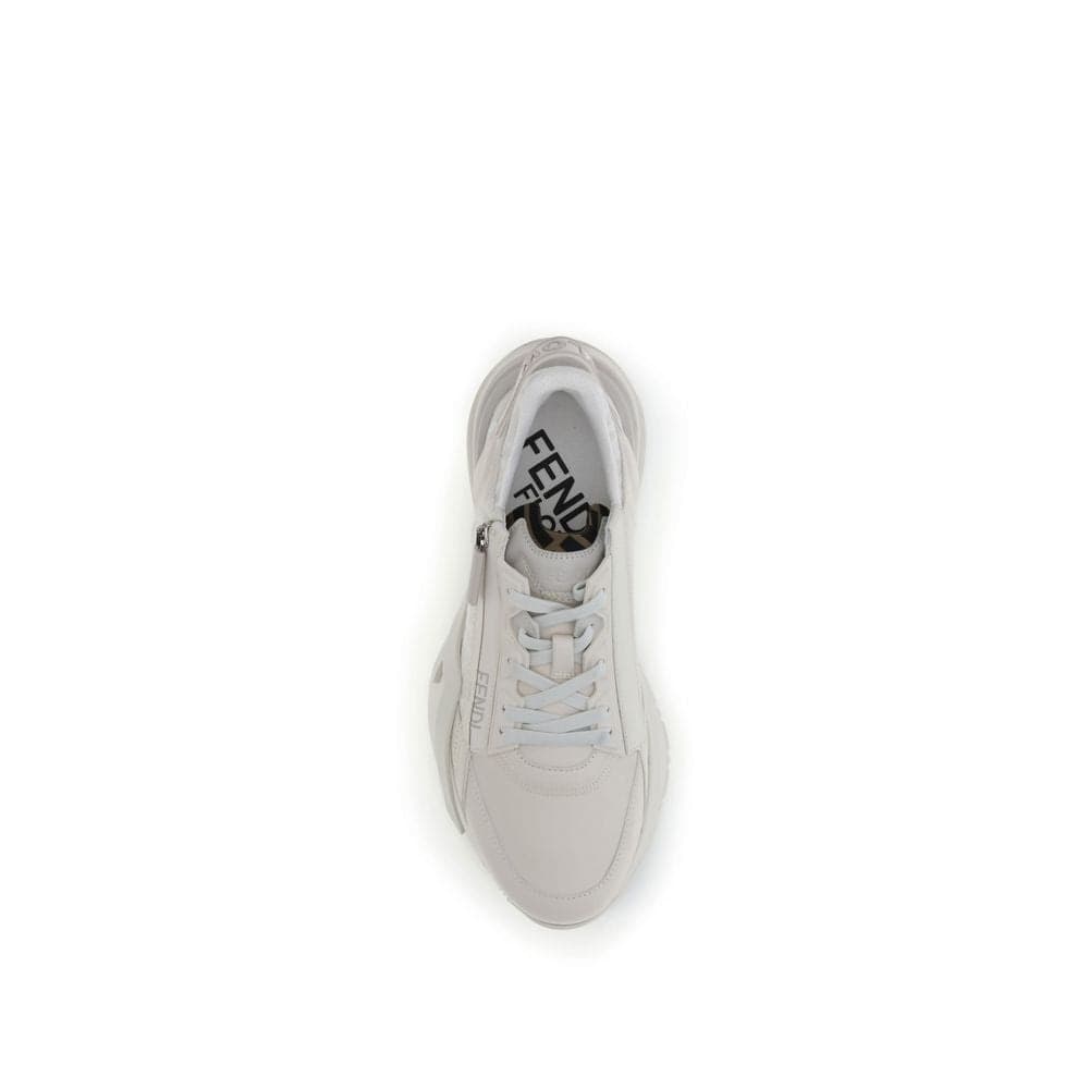 Fendi White Calf Leather Bos Taurus Athletic Sneakers - 4