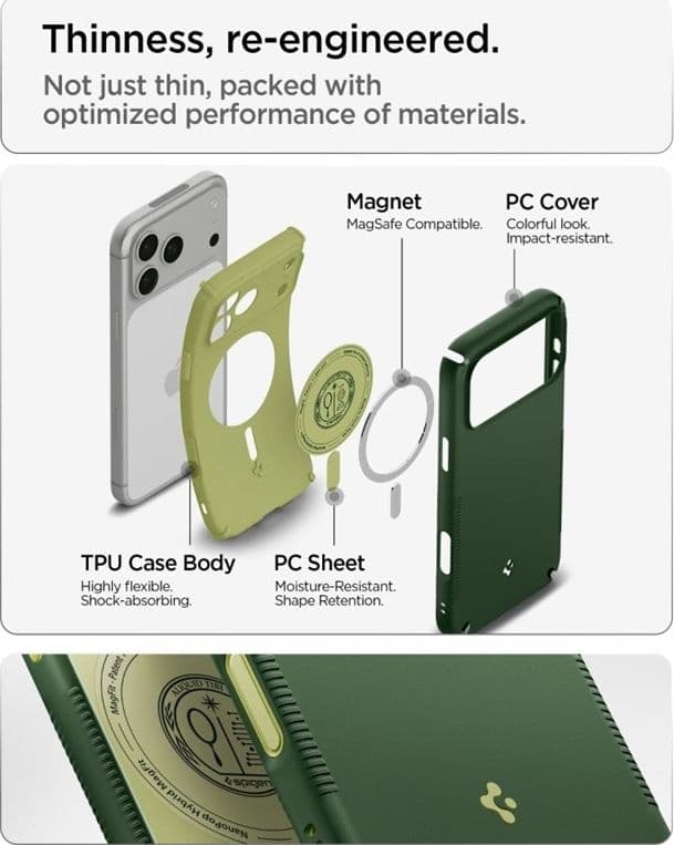 Spigen Nano Pop Mag MagSafe - Custodia per iPhone 18 Pro / 17 Pro (Verde Avocado) - 9