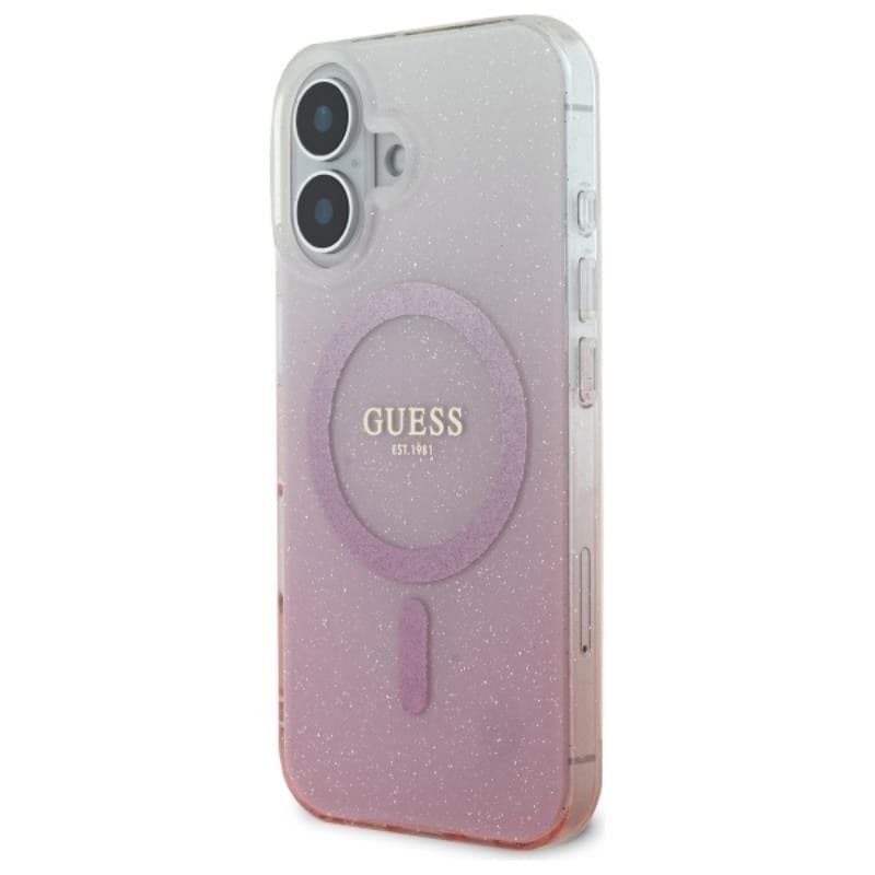 Guess IML Glitter Gradient MagSafe - Case for iPhone 16 (Pink) - 2