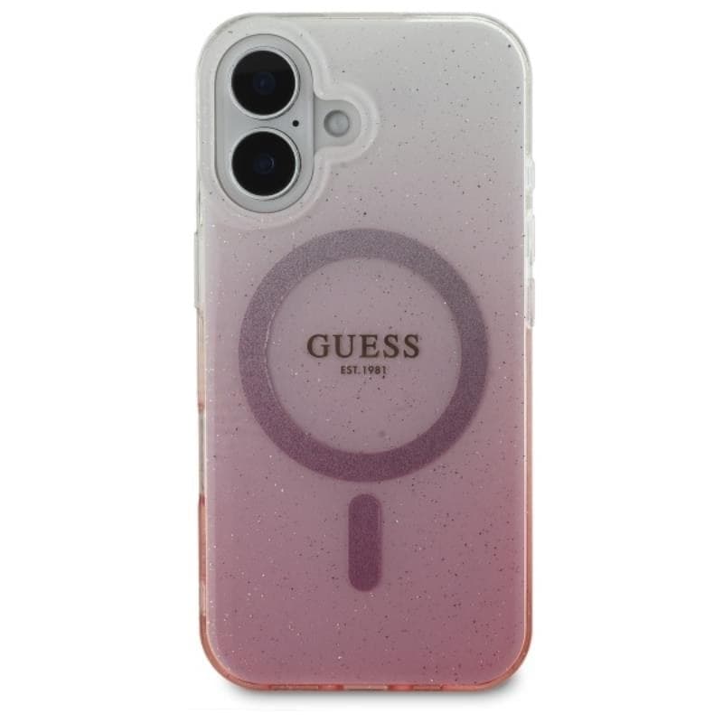 Guess IML Glitter Gradient MagSafe - Case for iPhone 16 (Pink) - 3